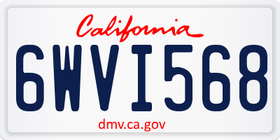 CA license plate 6WVI568