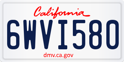 CA license plate 6WVI580