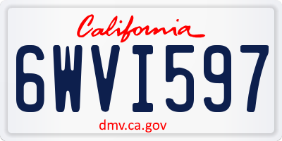 CA license plate 6WVI597