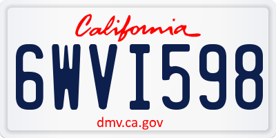 CA license plate 6WVI598