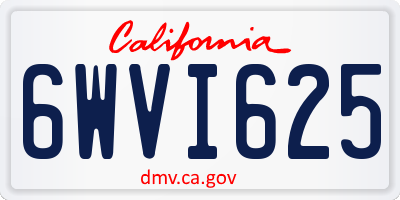CA license plate 6WVI625