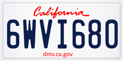 CA license plate 6WVI680