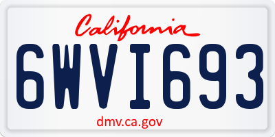 CA license plate 6WVI693