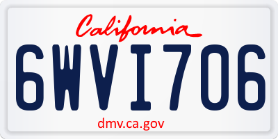 CA license plate 6WVI706