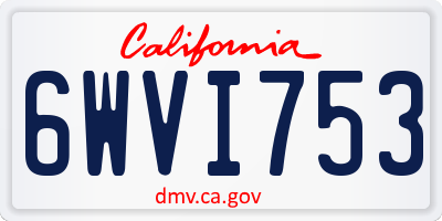 CA license plate 6WVI753