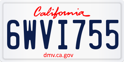 CA license plate 6WVI755