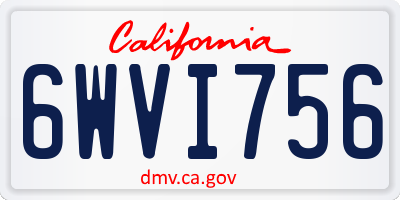 CA license plate 6WVI756