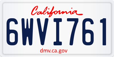 CA license plate 6WVI761