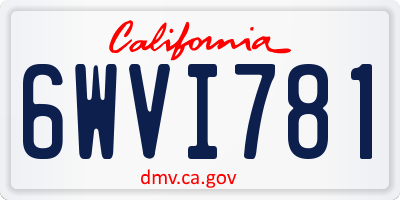 CA license plate 6WVI781