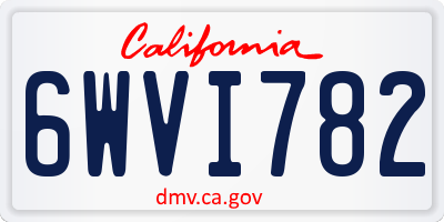 CA license plate 6WVI782