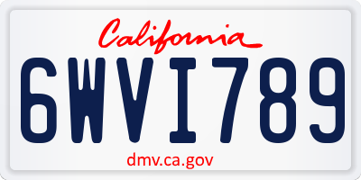 CA license plate 6WVI789