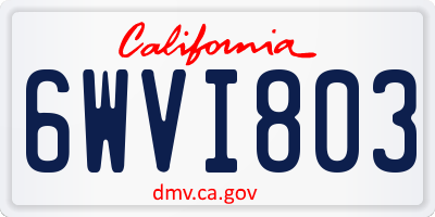 CA license plate 6WVI803