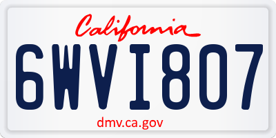 CA license plate 6WVI807