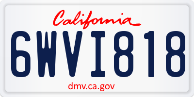 CA license plate 6WVI818