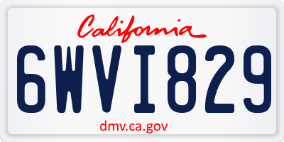 CA license plate 6WVI829