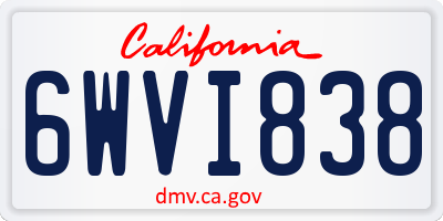 CA license plate 6WVI838