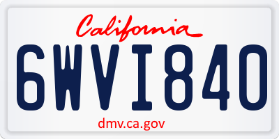 CA license plate 6WVI840