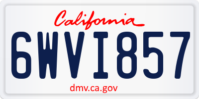 CA license plate 6WVI857