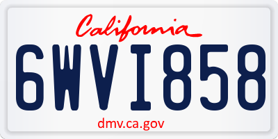 CA license plate 6WVI858
