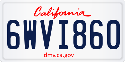 CA license plate 6WVI860