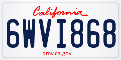 CA license plate 6WVI868