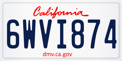CA license plate 6WVI874