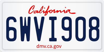 CA license plate 6WVI908