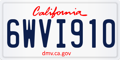 CA license plate 6WVI910