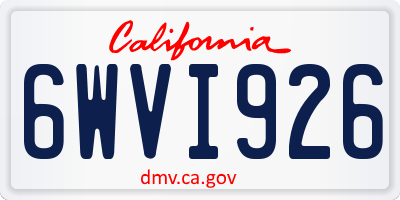 CA license plate 6WVI926