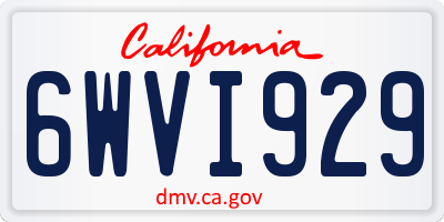 CA license plate 6WVI929