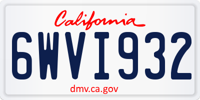 CA license plate 6WVI932