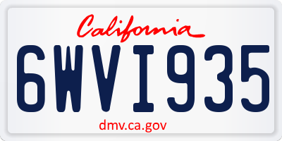 CA license plate 6WVI935