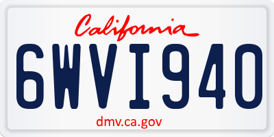 CA license plate 6WVI940