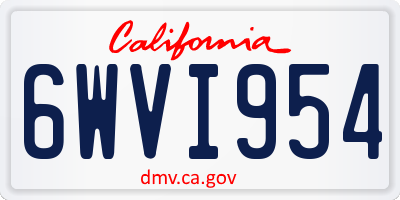 CA license plate 6WVI954