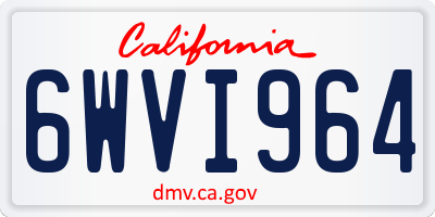 CA license plate 6WVI964