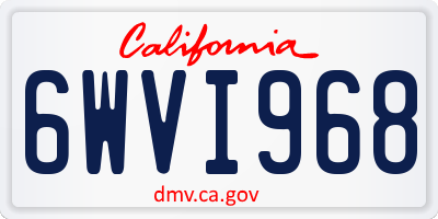 CA license plate 6WVI968