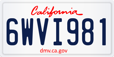 CA license plate 6WVI981