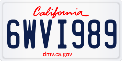 CA license plate 6WVI989