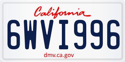 CA license plate 6WVI996