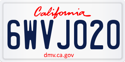 CA license plate 6WVJ020