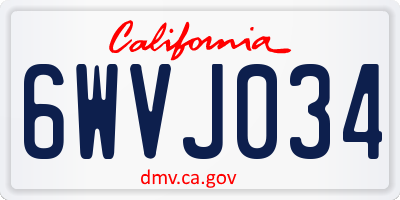 CA license plate 6WVJ034