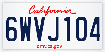 CA license plate 6WVJ104