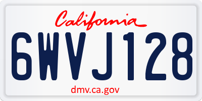 CA license plate 6WVJ128