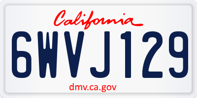 CA license plate 6WVJ129