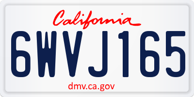 CA license plate 6WVJ165