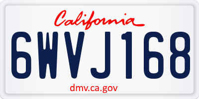 CA license plate 6WVJ168