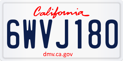 CA license plate 6WVJ180