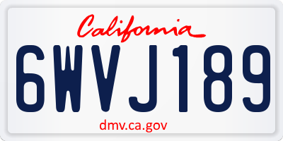 CA license plate 6WVJ189