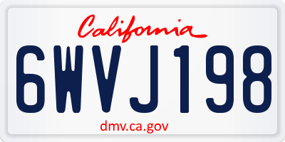 CA license plate 6WVJ198