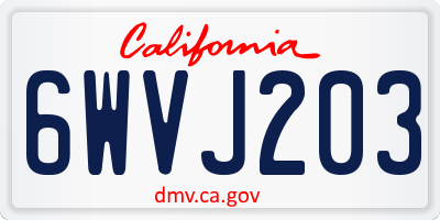 CA license plate 6WVJ203